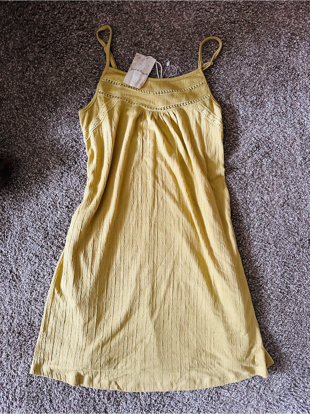 Hem & Thread Yellow Midi Sundress with Spaghetti Straps